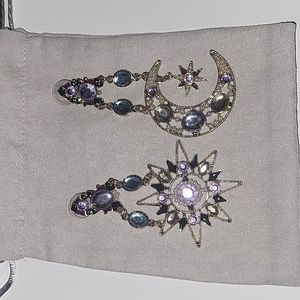 EUC Dolls Kill mismatched sun and moon embellished dangle earrings
